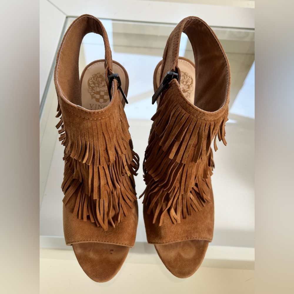 Vince Camuto Suede Fringe Wedge